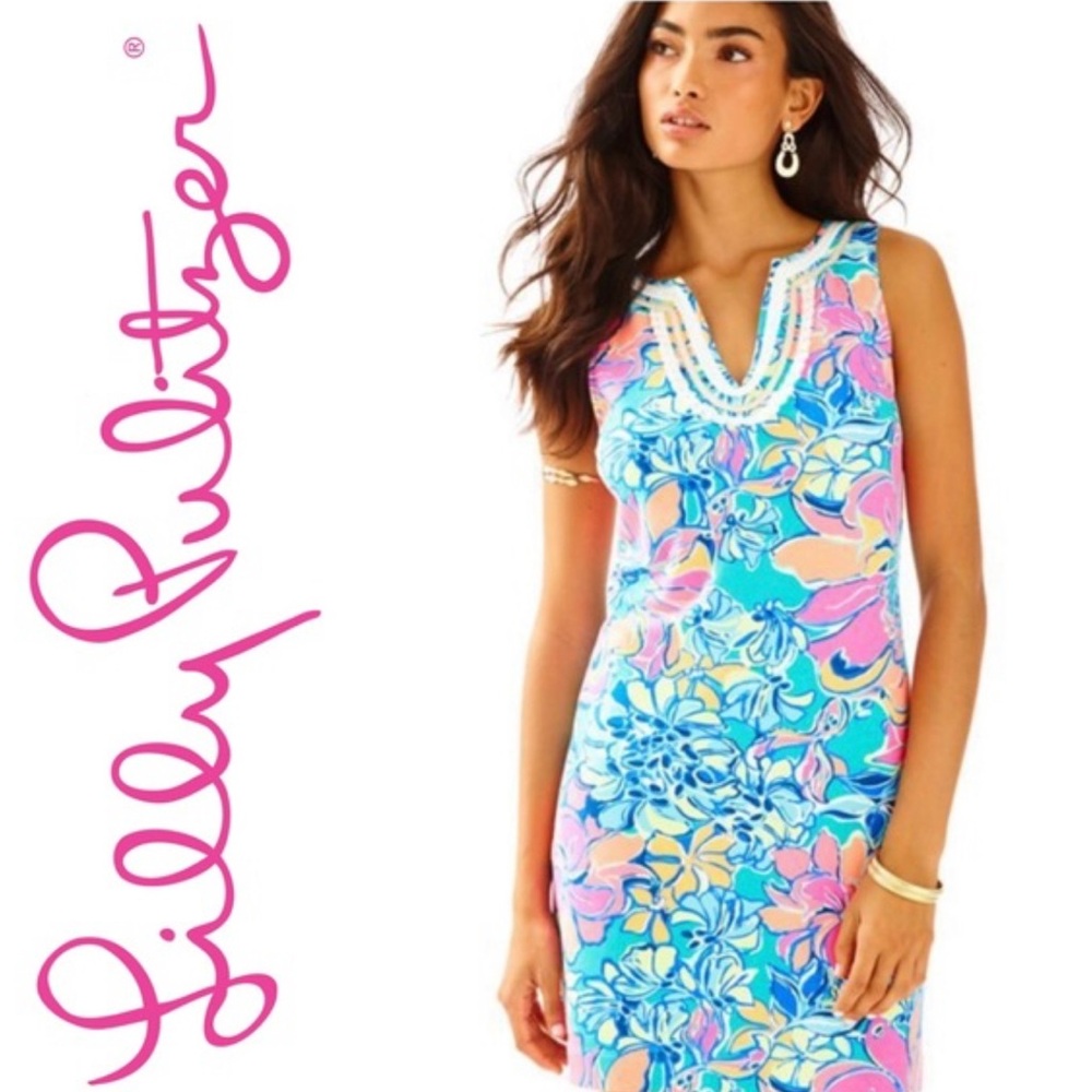 Lilly Pulitzer Blue and Pink Shift Dress
